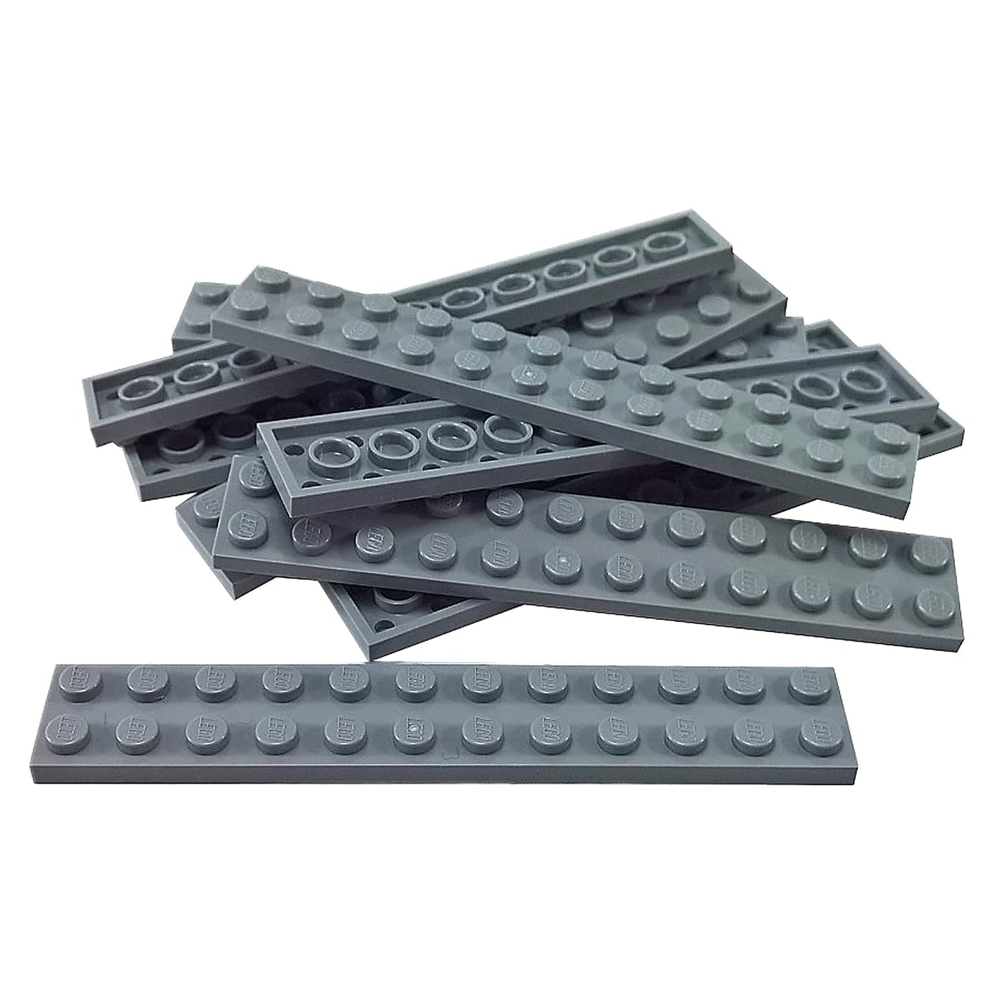 LEGO® Piastra 2 x 12 in grigio bluastro chiaro, una lunga piastra rettangolare da costruzione con dodici bottoni sopra.

