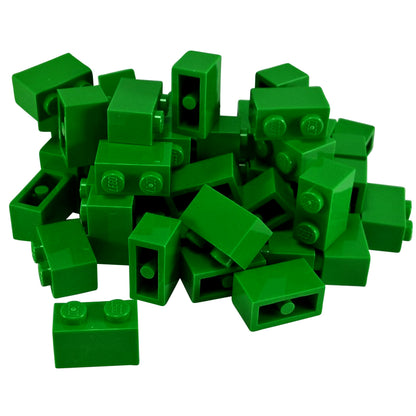 LEGO® brick 1x2 standard building piece 3004 used for basic construction and detailing, green
