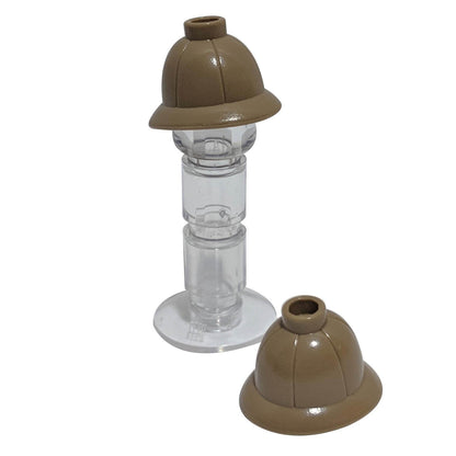 LEGO minifigure pith helmet with rounded dome and wide brim in dark tan commonly used for explorer or safari themed minifigures part 30172