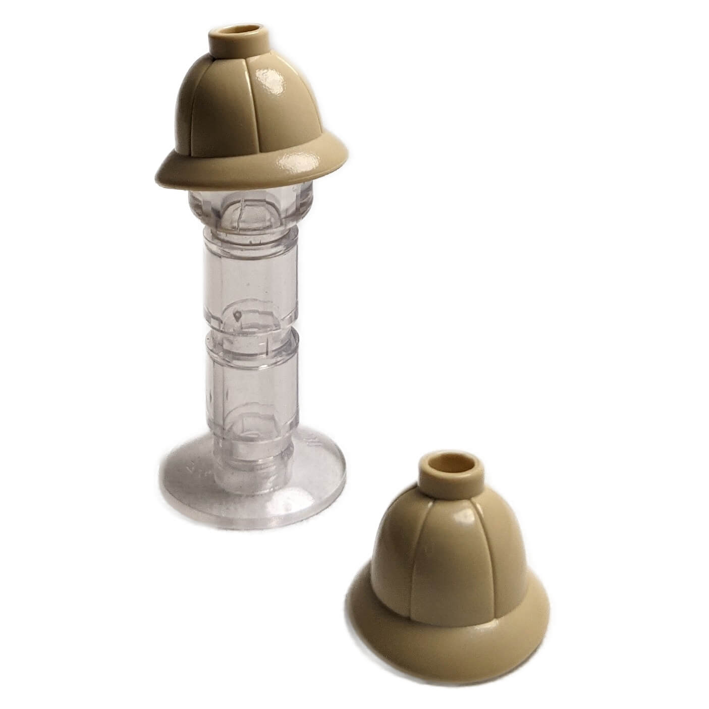 LEGO minifigure pith helmet with rounded dome and wide brim in tan commonly used for explorer or safari themed minifigures part 30172