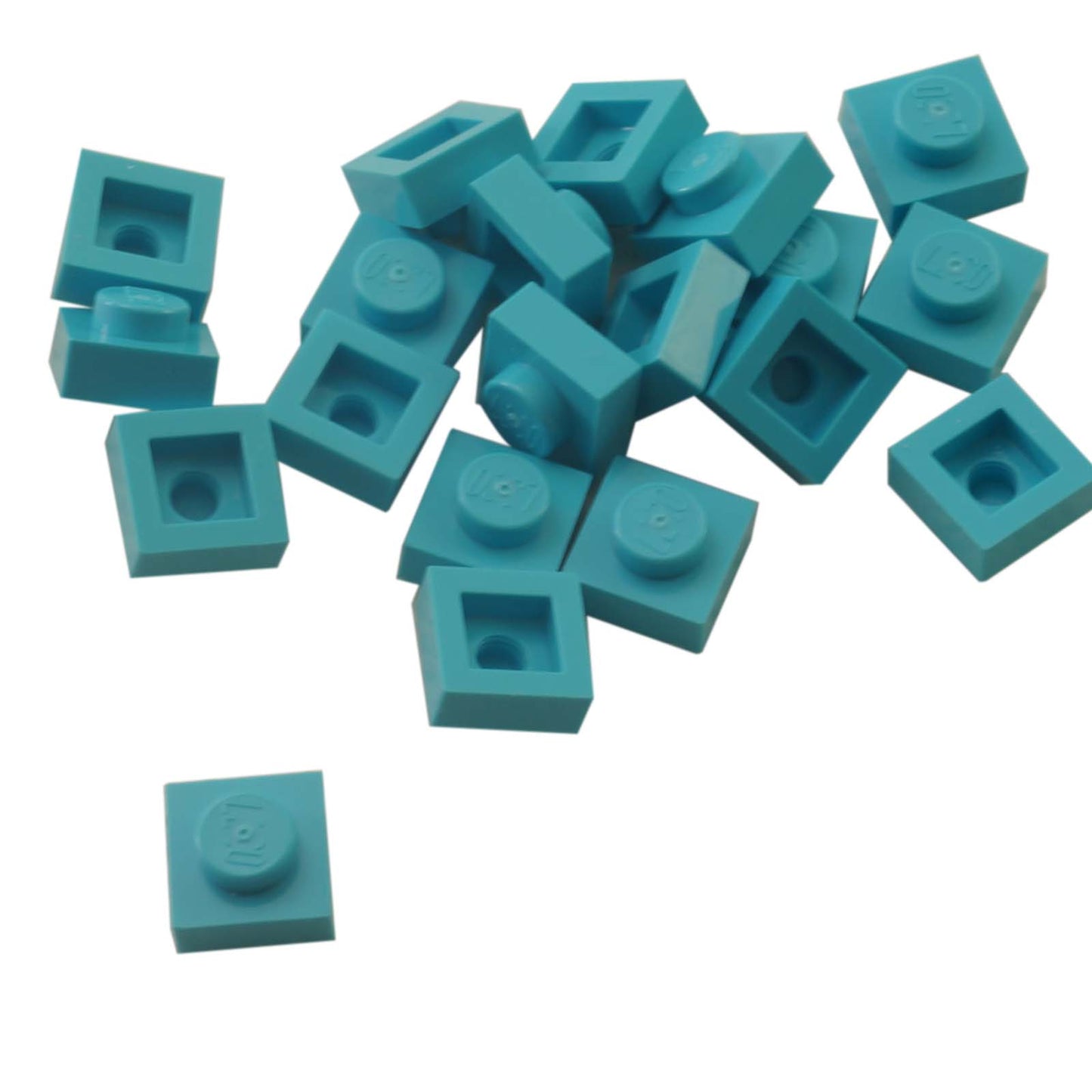 LEGO® Placa 1x1 en azul medio, un elemento básico versátil ideal para detalles, espaciado y conexiones precisas de MOC.
