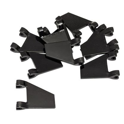 LEGO® Flag 2 x 2 Trapezoid (44676) in black, a trapezoid-shaped flag piece often used for banners, vehicle details.