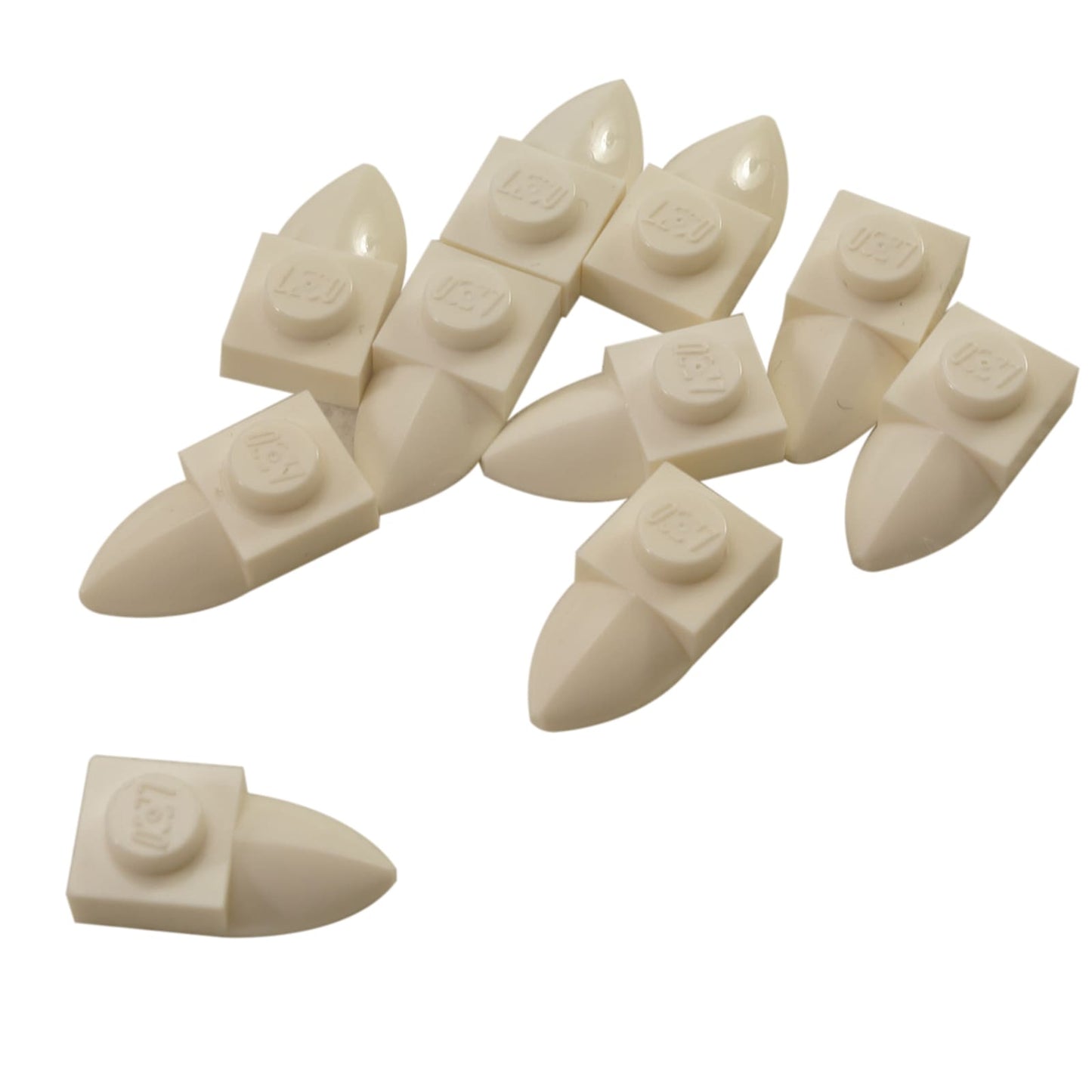 LEGO® piastretta modificata 1 x 1 con dente orizzontale, piccolo dettaglio sporgente per clip, creature o costruzioni meccaniche, colore bianco
