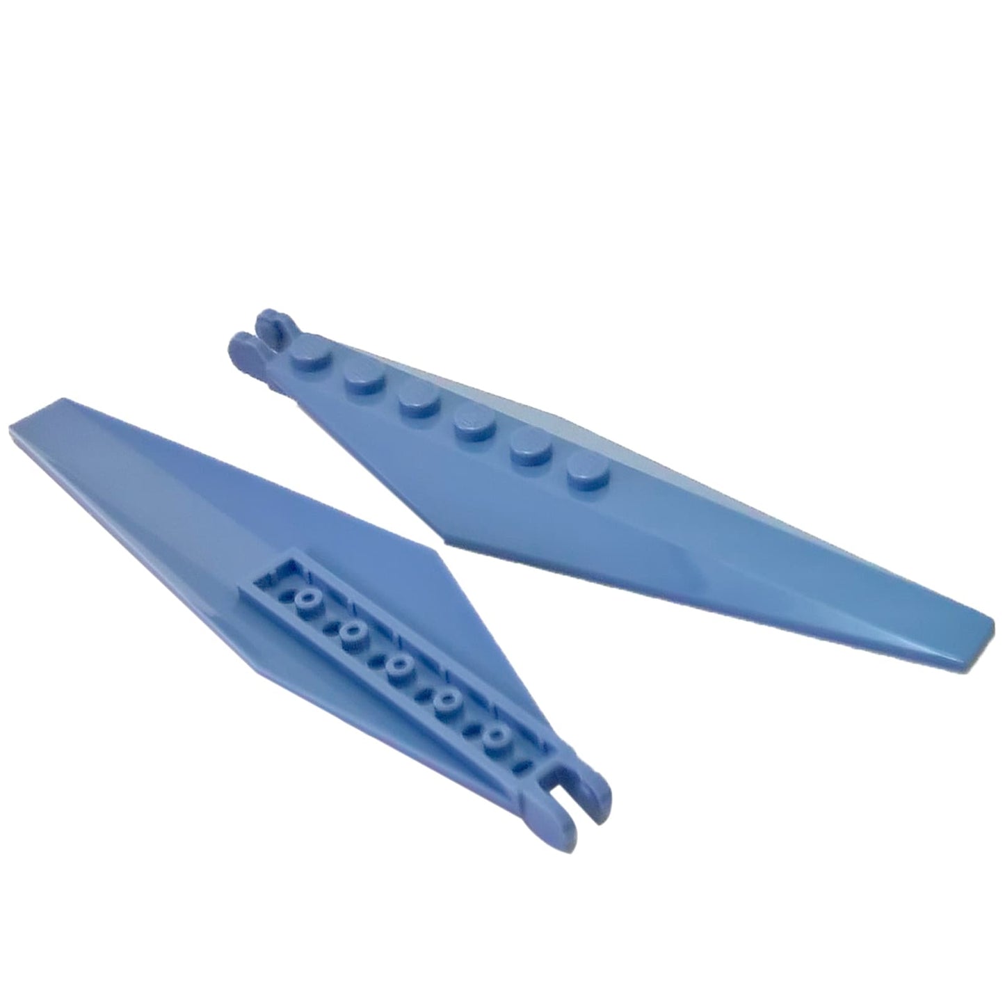 LEGO® hinge plate 3 x 12 with angled side extensions and tapered ends, large articulated plate for folding panels and structural builds, sand blue color
