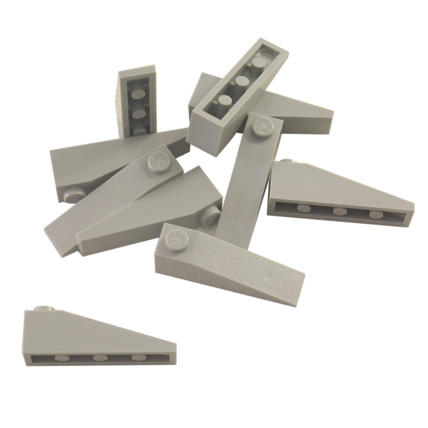 LEGO® slope 18 degree 4 x 1 piece, shallow angled surface for smooth shaping and vehicle detailing, light bluish gray color
