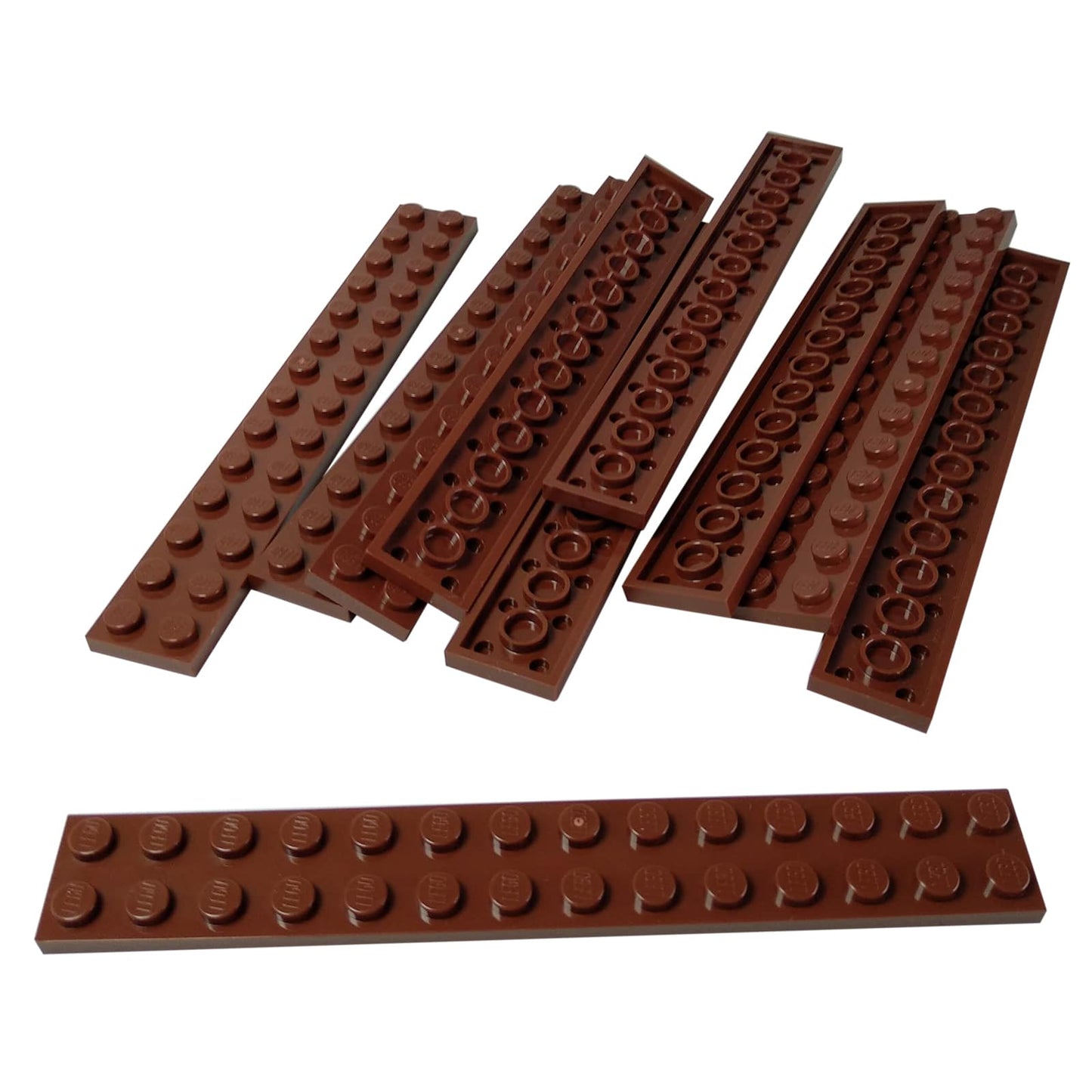 LEGO® plaque 2 x 14 pièce droite, élément plat long pour un support structurel et des constructions étendues, couleur brun rougeâtre
