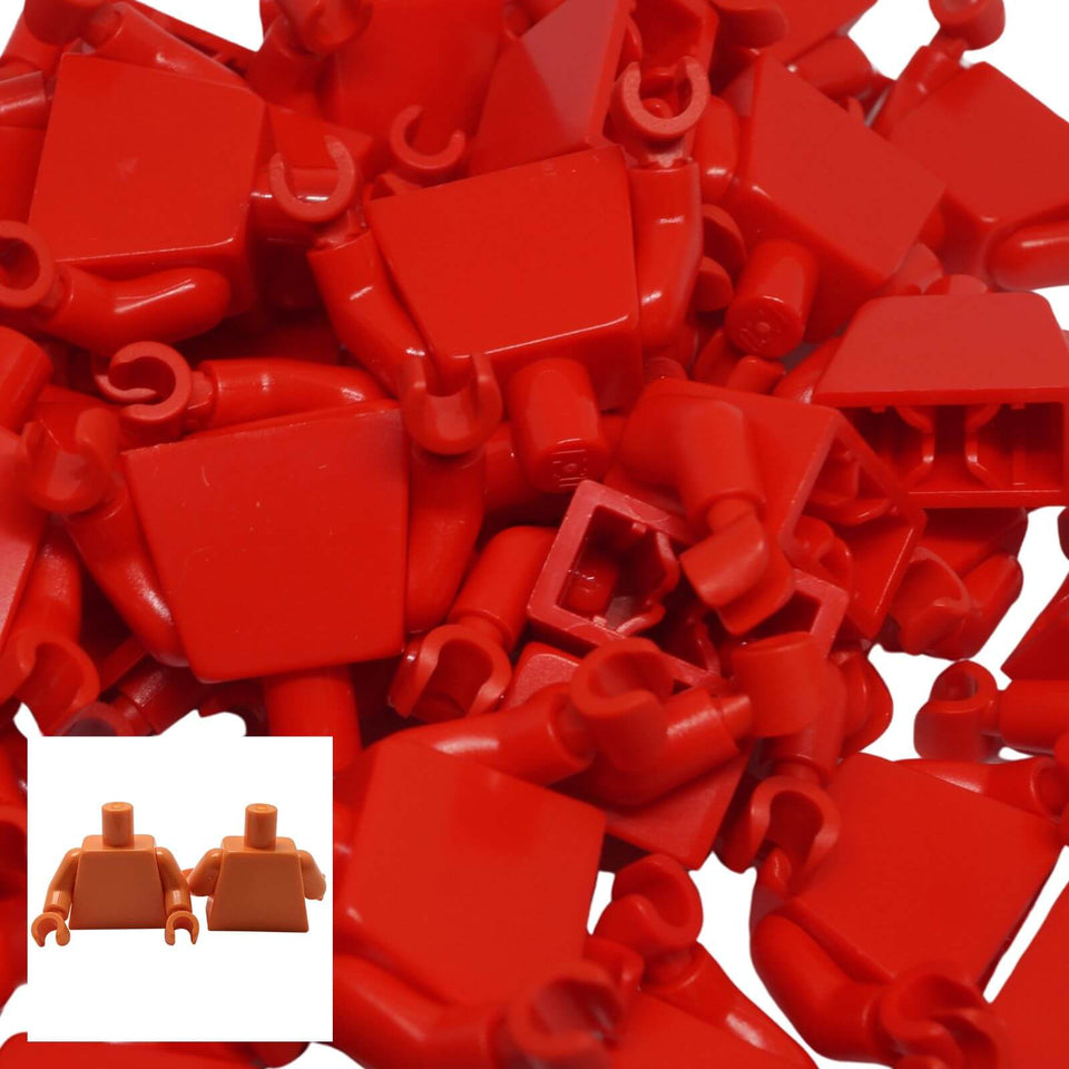 Bulk Lot of 50 LEGO® Plain Minifigure Torsos with Arms & Hands