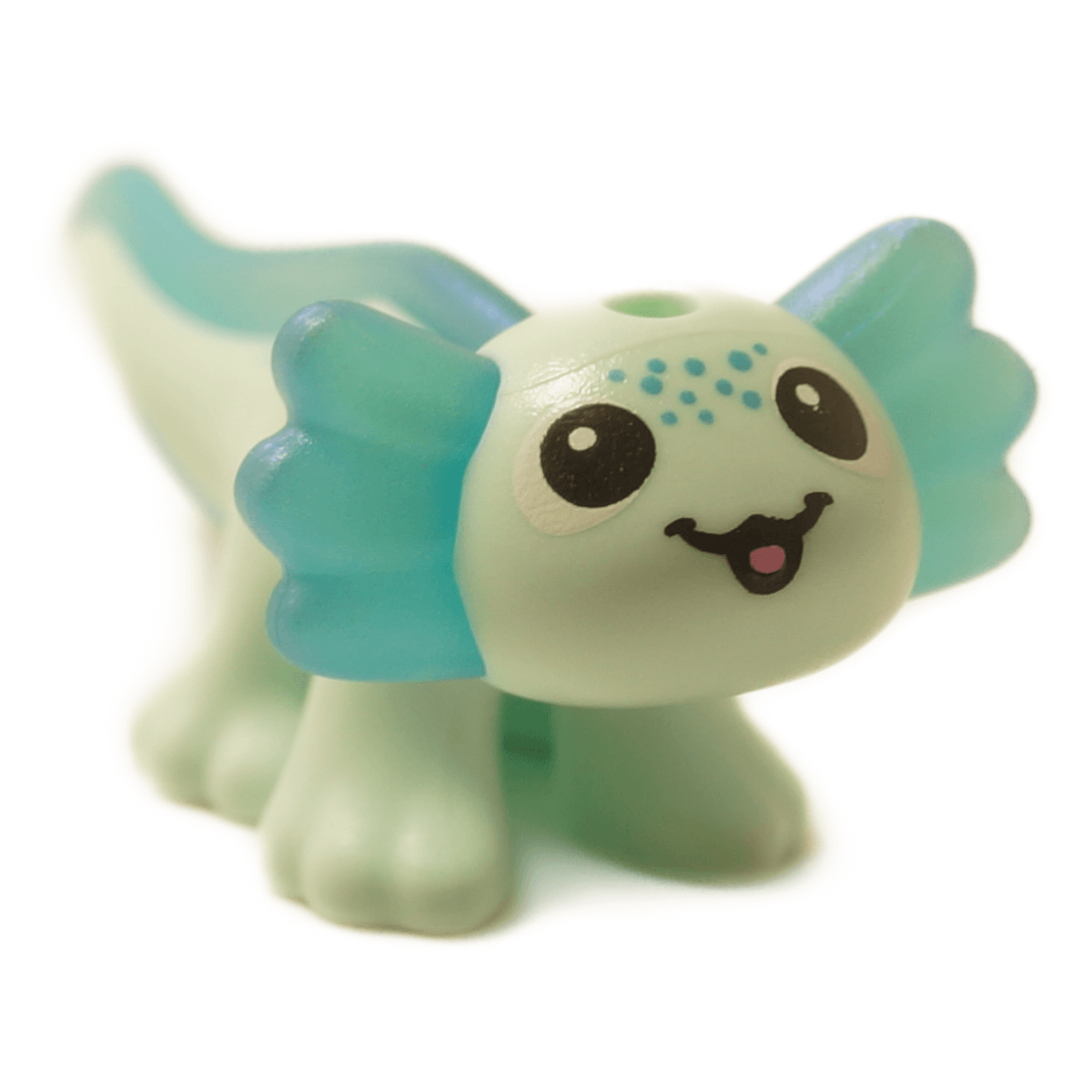 Light aqua axolotl salamander figure front view blue gills smiling face 114542pb02
