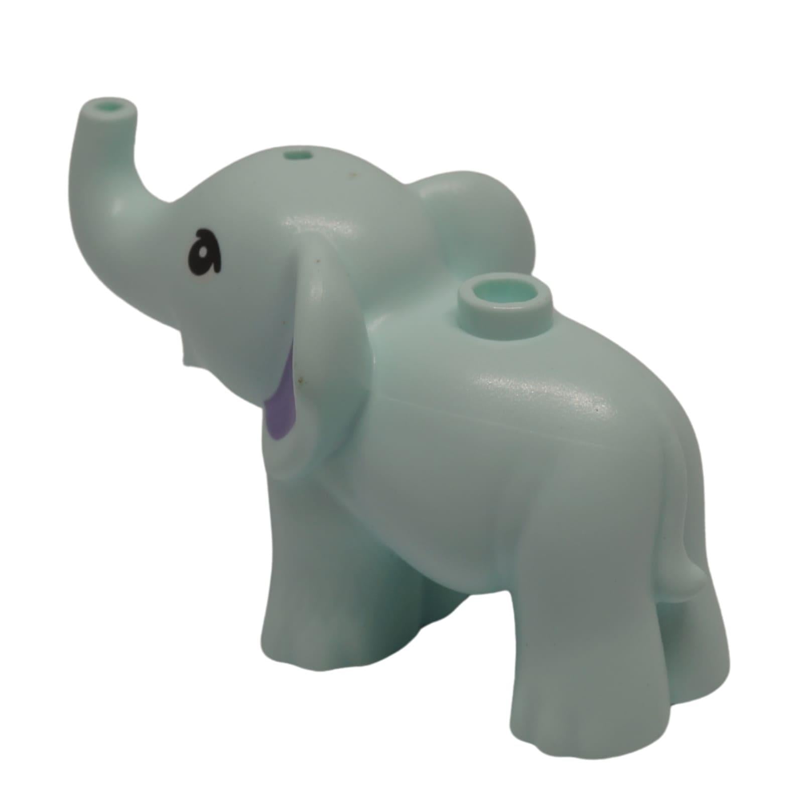 Figura animal de elefante Friends de color aqua claro con orejas rosas, vista trasera
