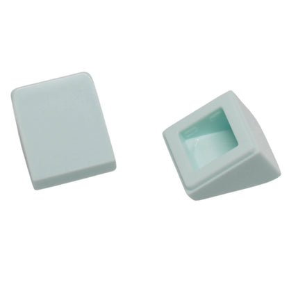 Light aqua LEGO® Slope 30° 1 x 1 x 2/3 part 54200 shown from the top and underside with smooth angled face and recessed connection