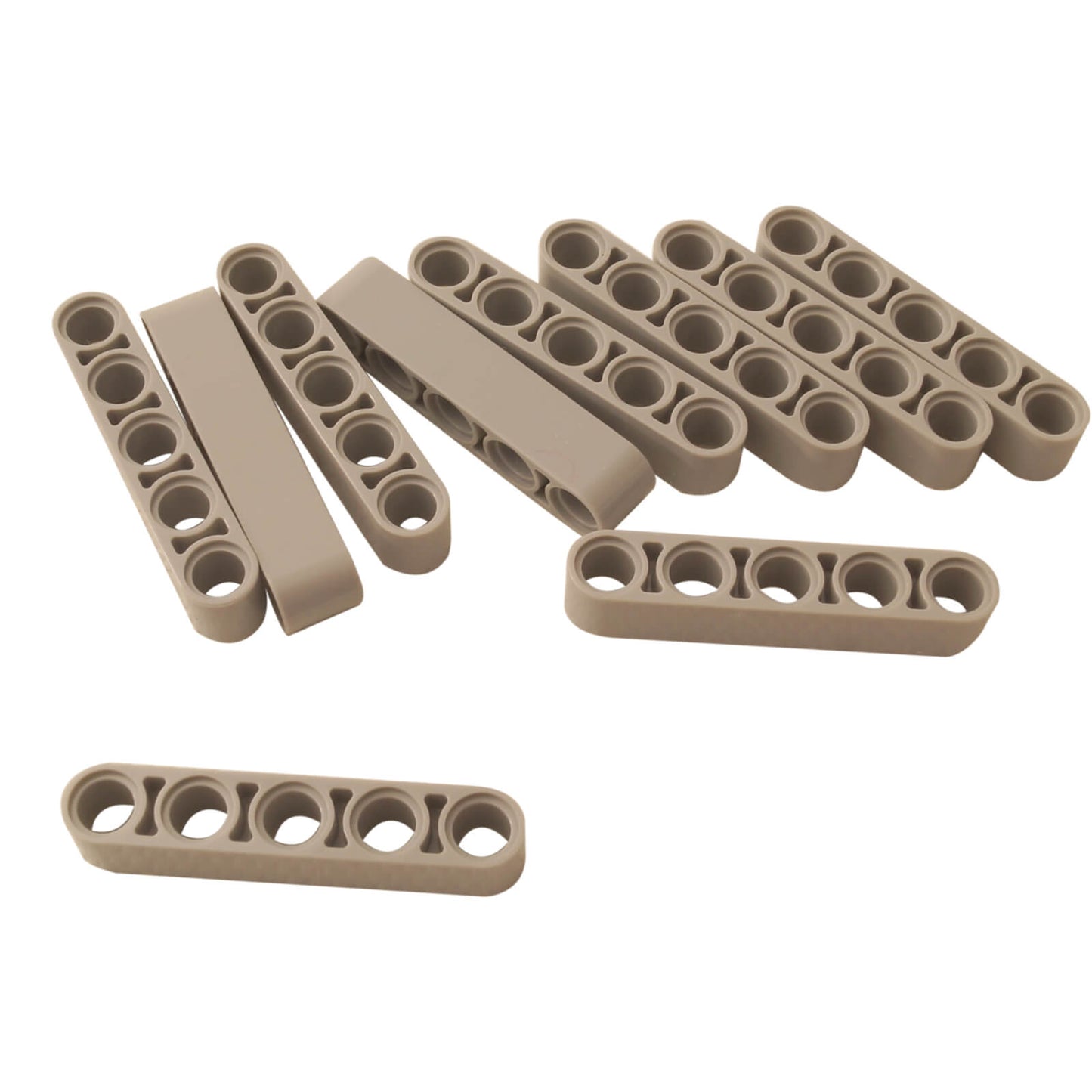 Gris Azulado Claro Piezas de LEGO Technic 1x5 Thick Liftarm (32316) dispuestas de manera suelta.
