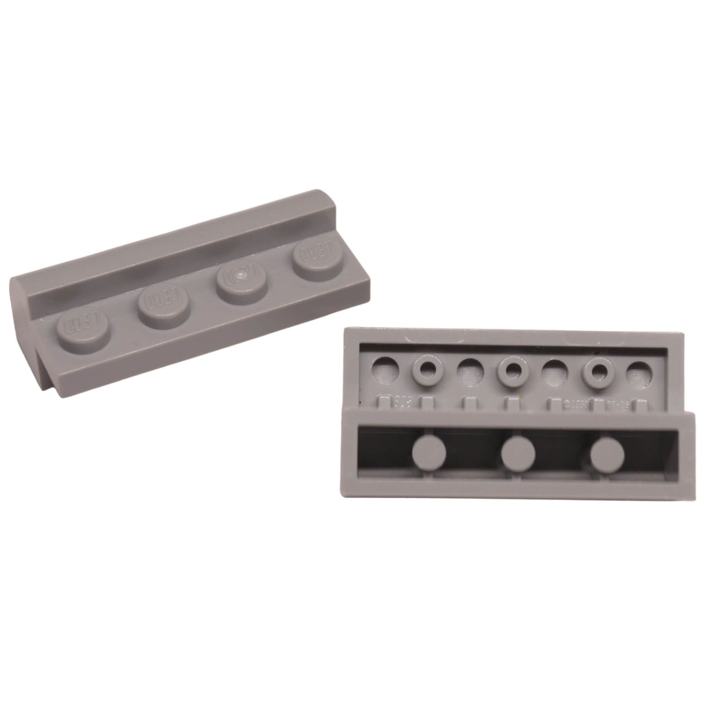 Light bluish gray curved 2x4 slope with recessed studs (6081) for smooth shaping, roofs, and vehicle builds

