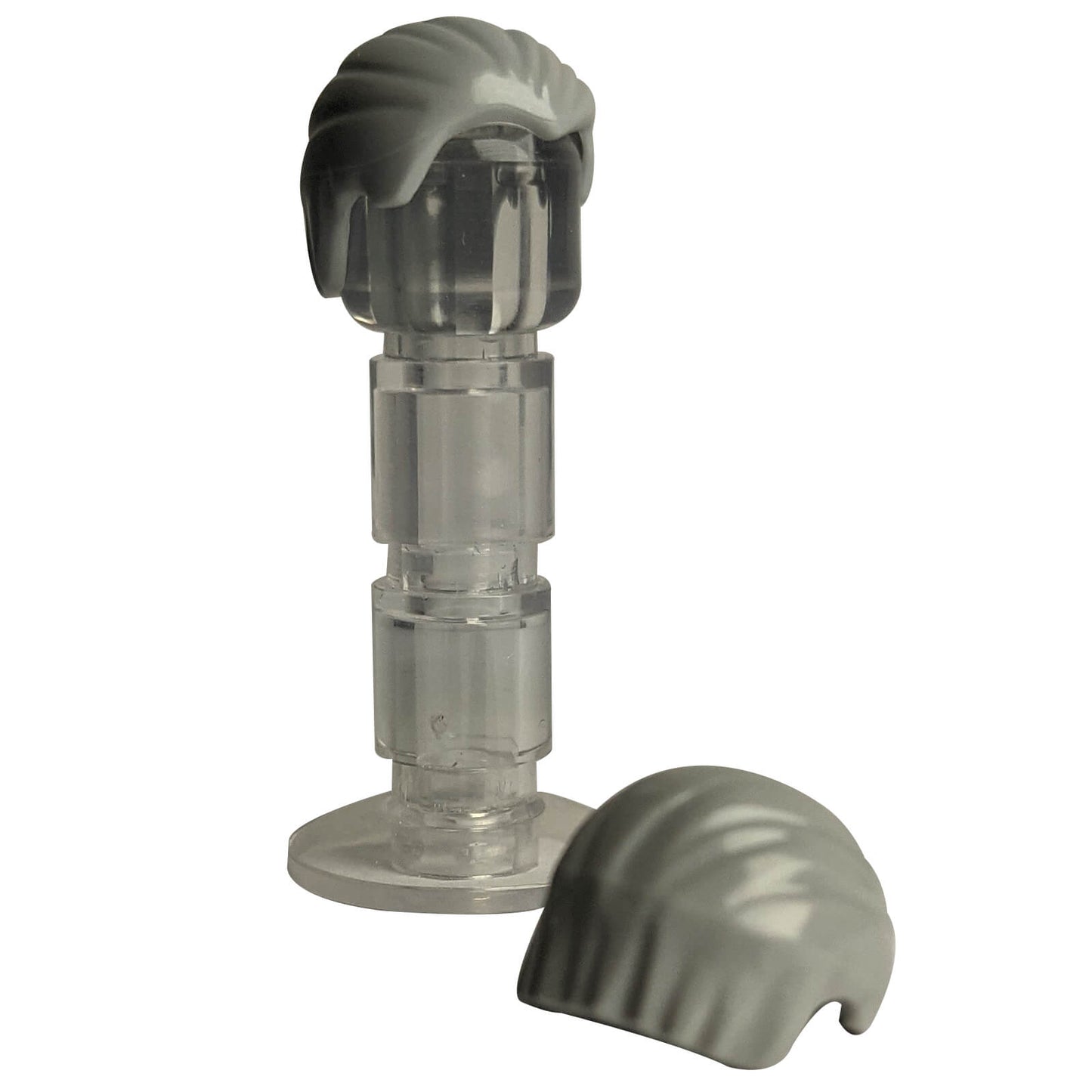 Light bluish gray minifigure hair combed from front to rear, smooth swept-back hairstyle with clean molded details
