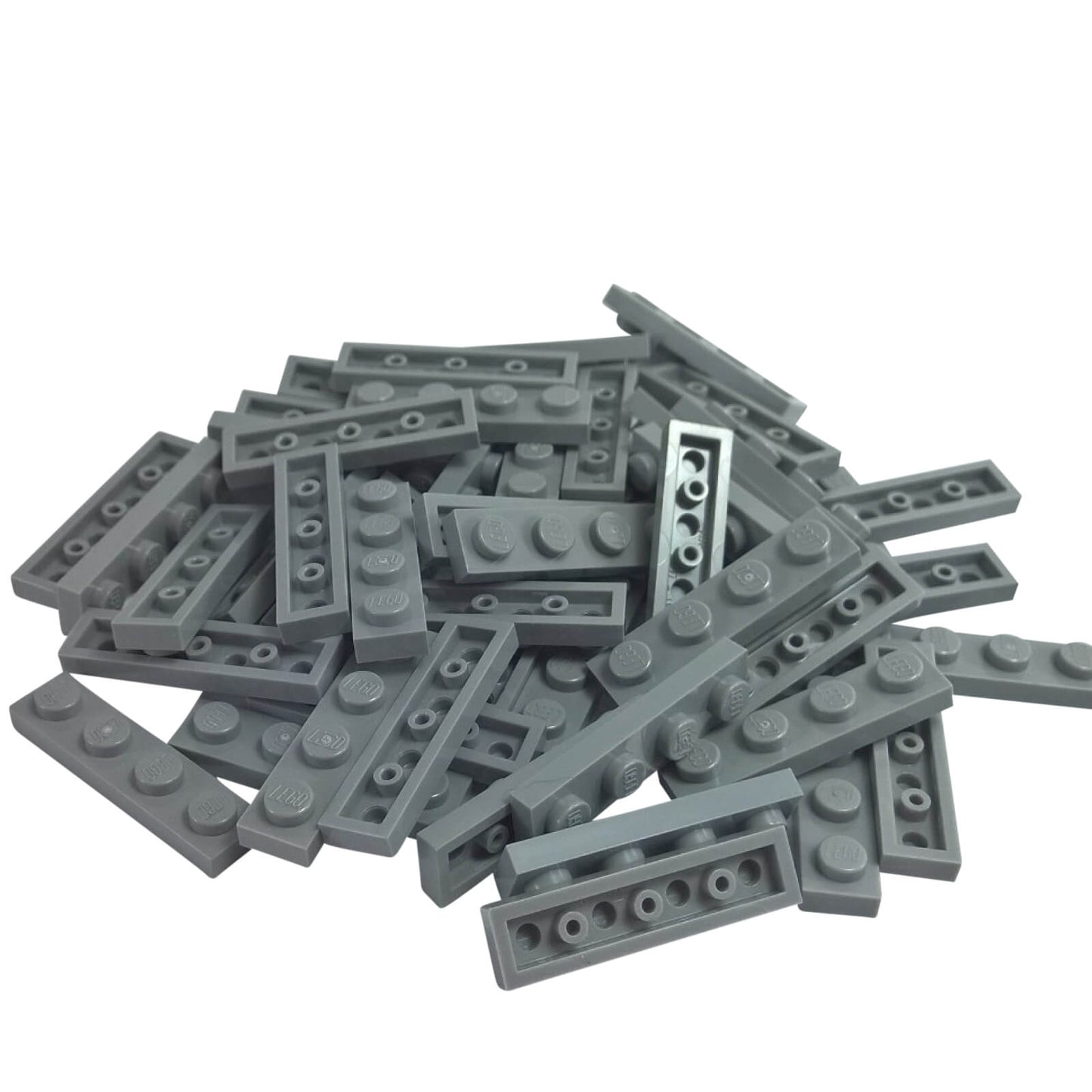 Light bluish gray 1x4 plate building piece with four studs for detailed minifigure scale builds
