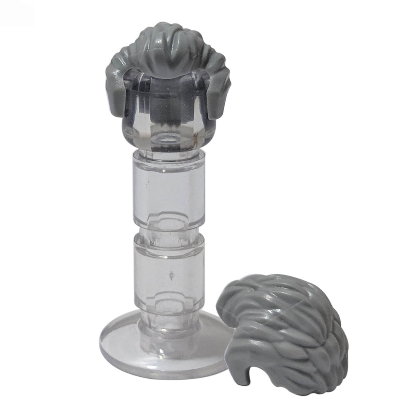 Light bluish gray minifigure short swept-back hair with sideburns and widow’s peak

