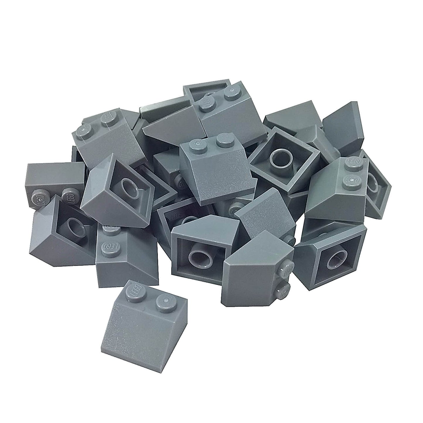 Light bluish gray 45 degree slope brick 2 x 2 for angled builds, roofs and shaping
