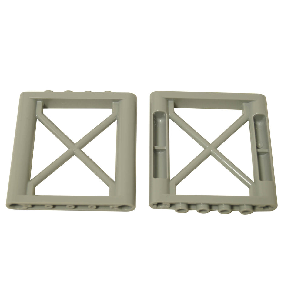 Light bluish gray 1 x 6 x 5 rectangular girder support piece with open frame design (64448)
