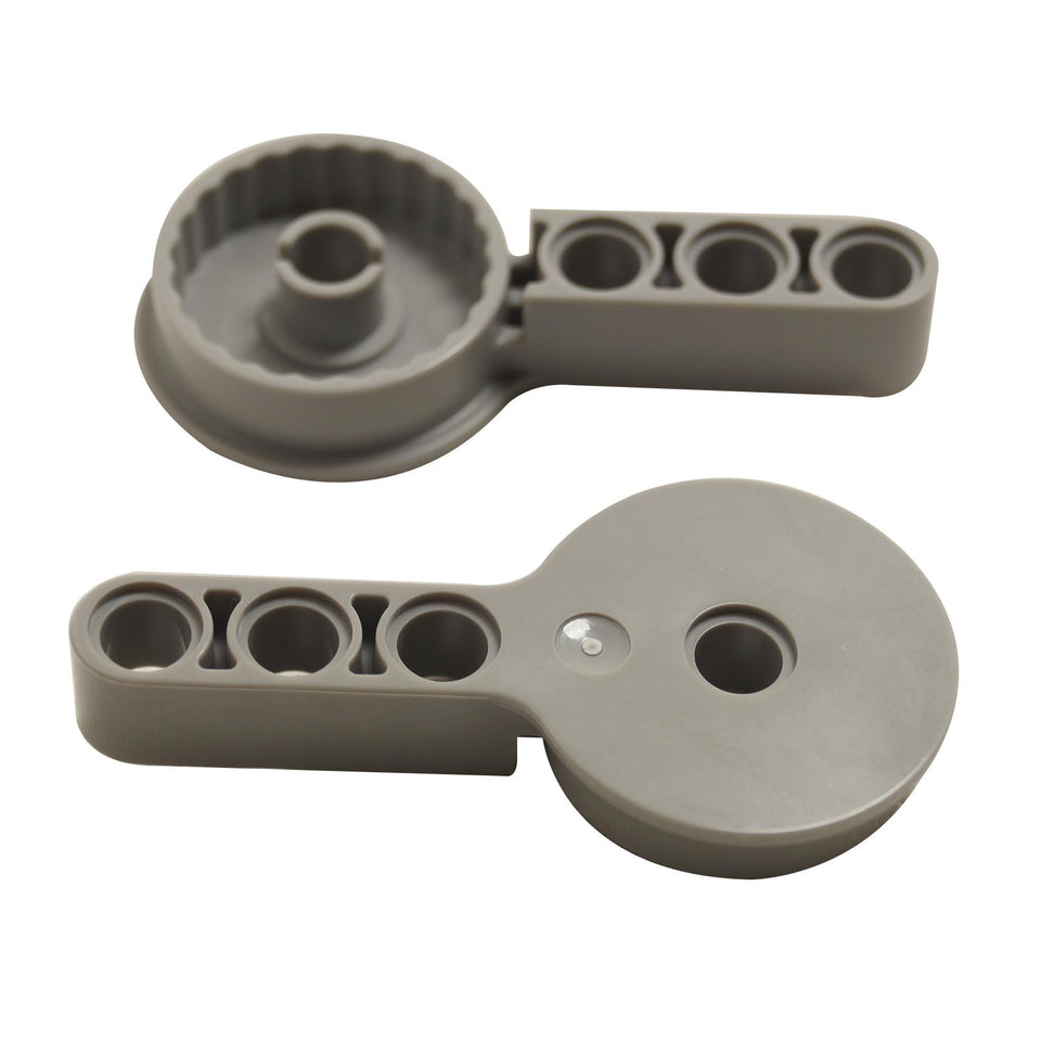 Light Bluish Gray Technic rotation joint disk with large pin connection and integrated 3L thick liftarm section