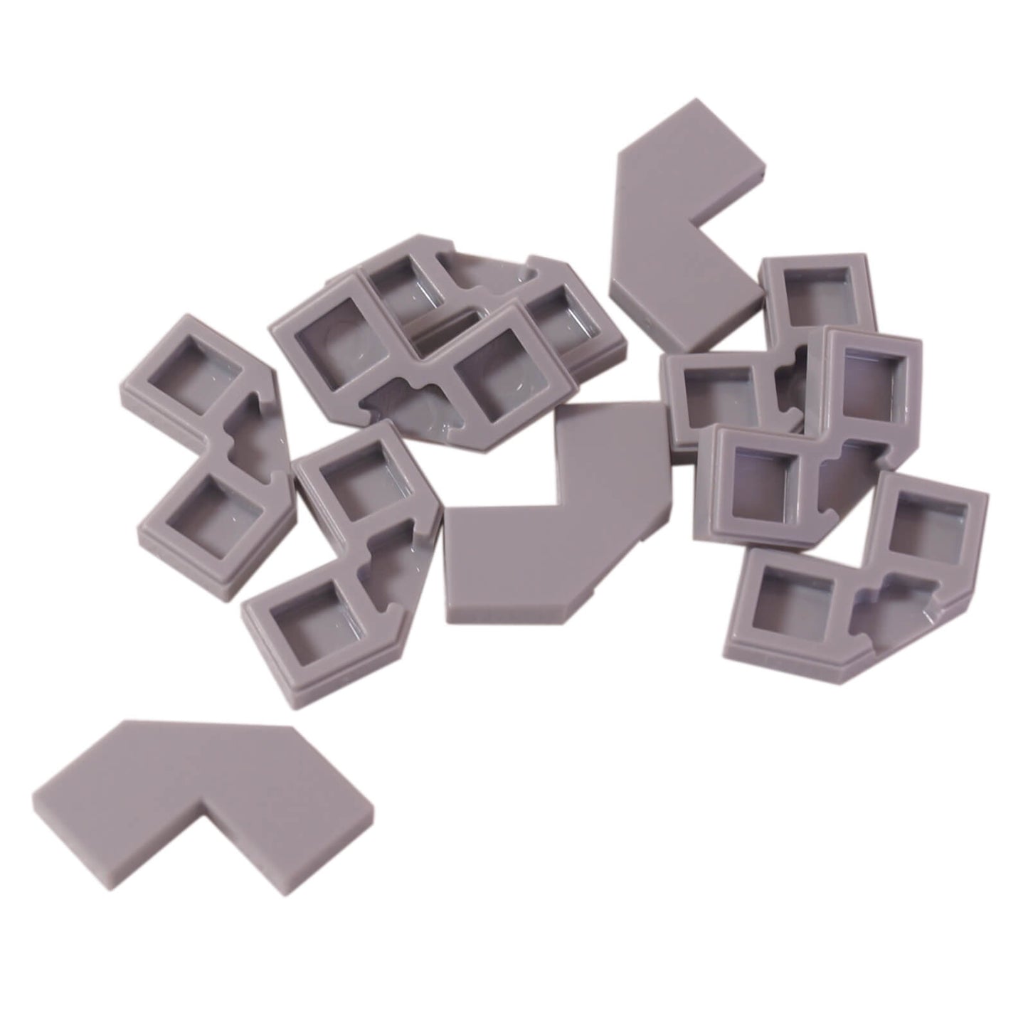 Light bluish gray modified facet Tile 2 x 2 for angled detailing, decorative surfaces, and clean LEGO® builds
