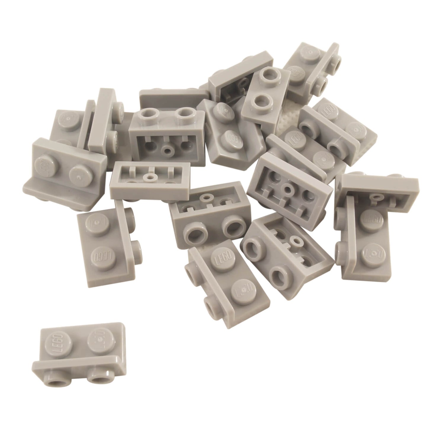 Light gray inverted bracket 1 x 2 - 1 x 2 part 99780, offset building element for compact SNOT construction
