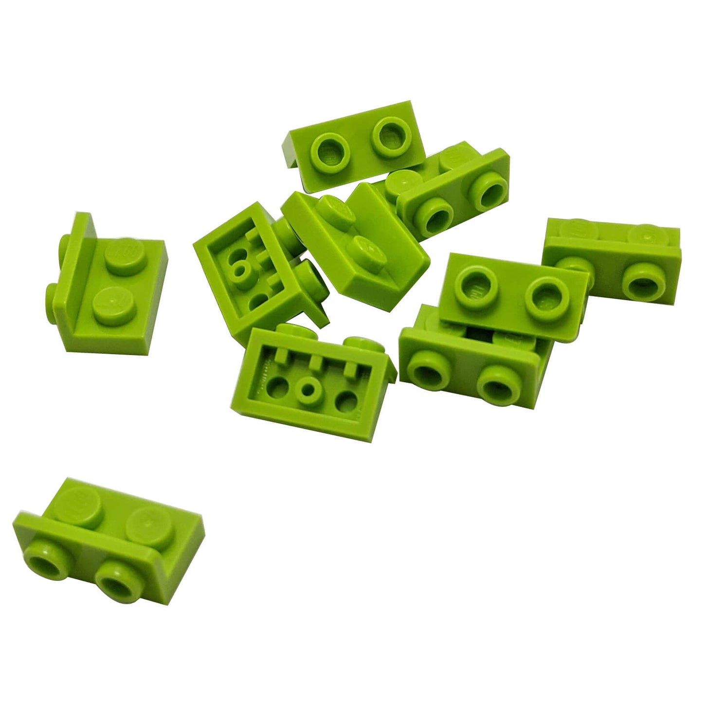 Lime inverted bracket 1 x 2 - 1 x 2 part 99780, offset building element for compact SNOT construction
