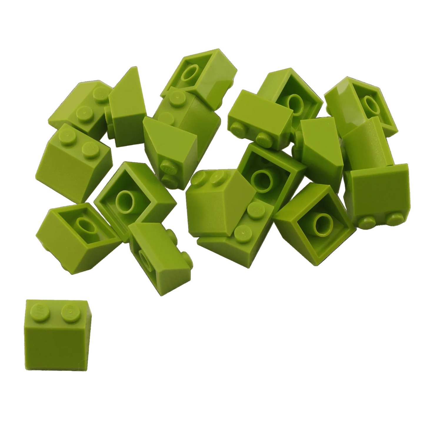 Lime 45 degree slope brick 2 x 2 for angled builds, roofs and shaping
