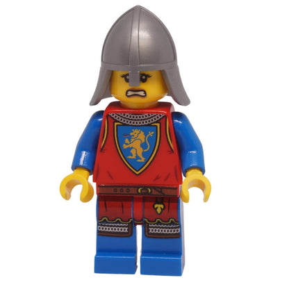 LEGO Lion Knight Female Minifigure bdp278 with flat silver neck protector helmet and scared facial expressions 