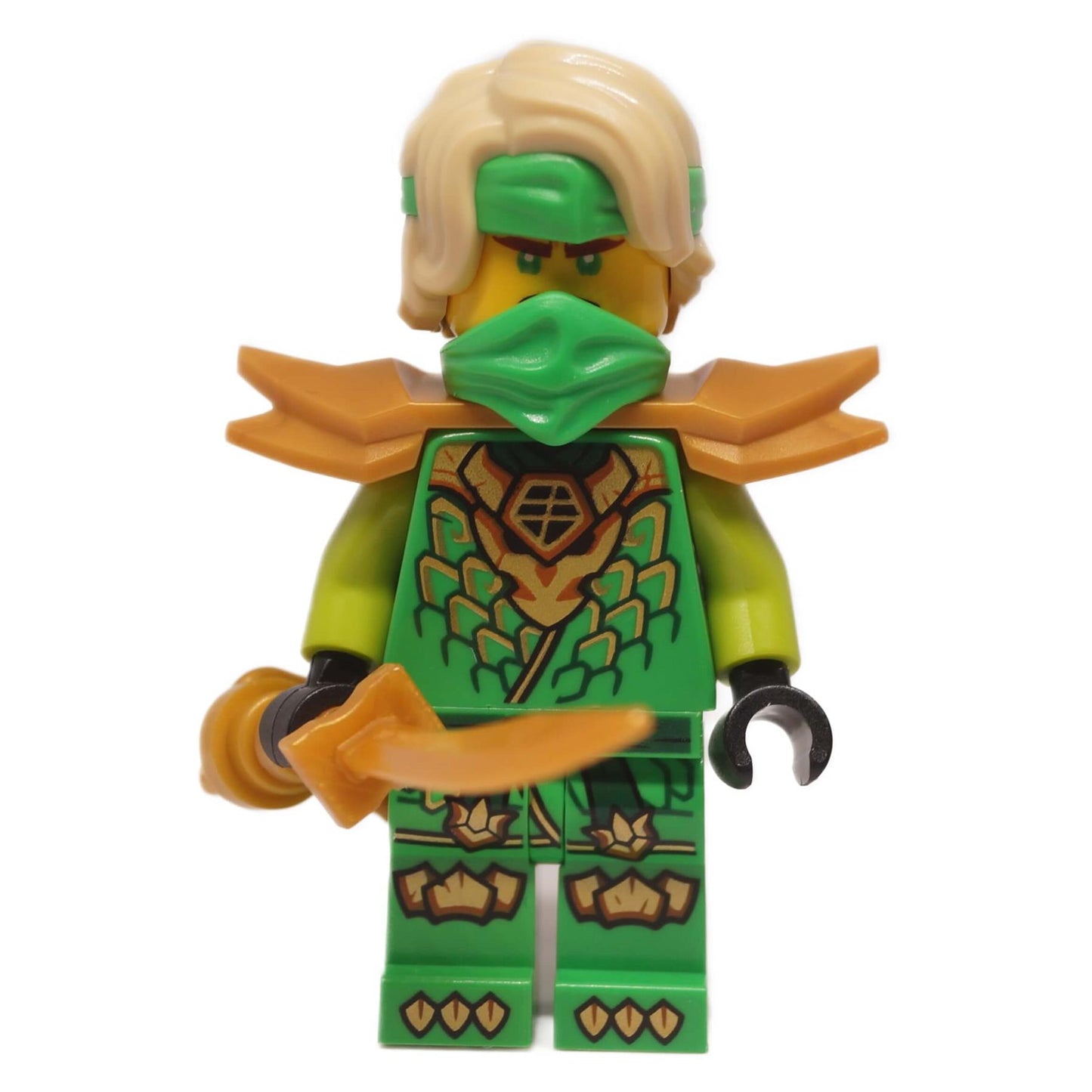 LEGO® Minifigura NINJAGO® Lloyd vista frontal con espada dorada Dragons Rising S4