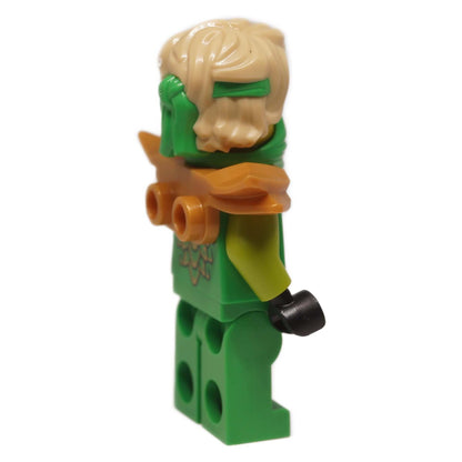LEGO® Minifigura NINJAGO® Lloyd vista lateral izquierda con cabello rubio y armadura de hombro S4