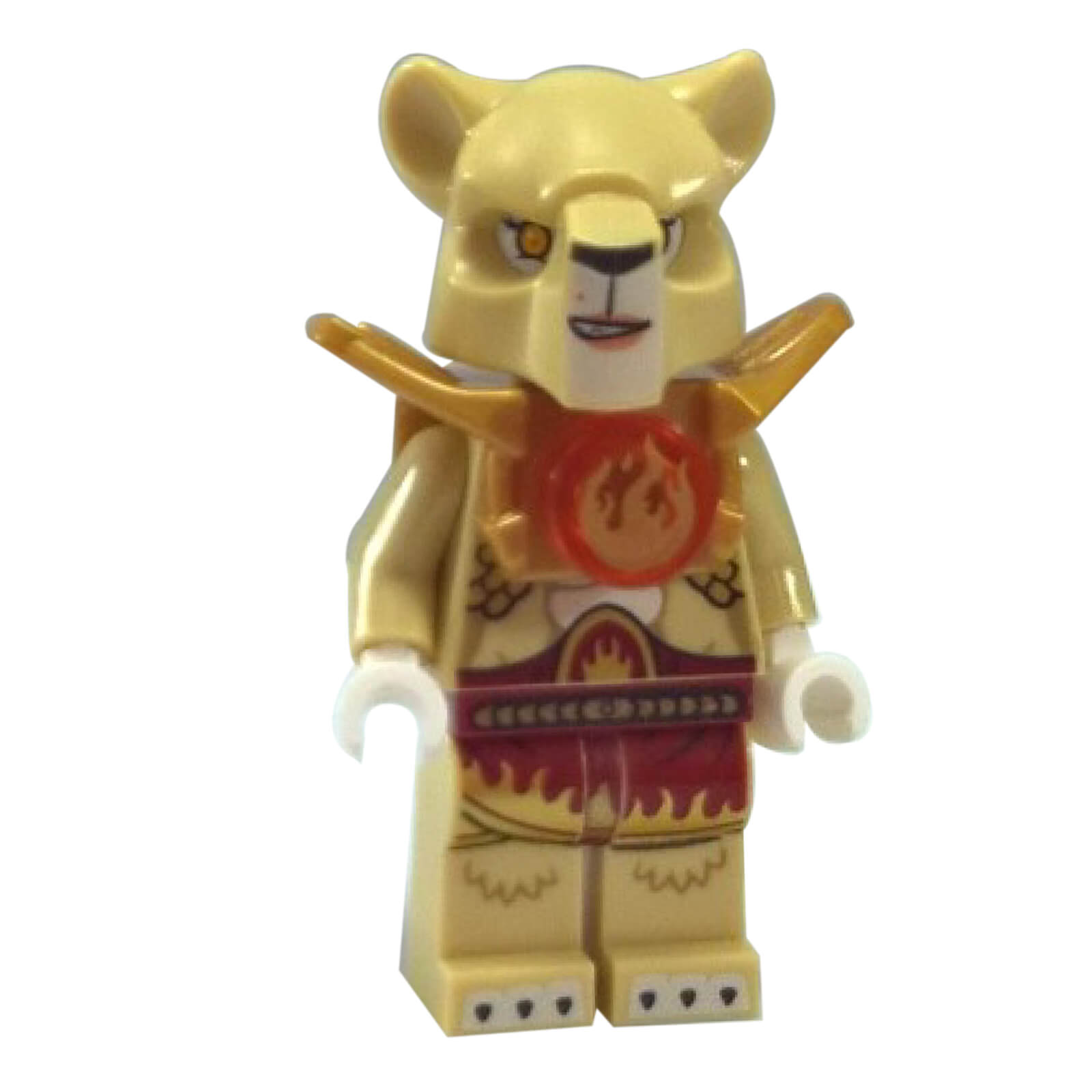 LEGO® Minifigura de Chima Laval con pieza de cabeza de león, armadura de pecho en llamas y impresión tribal detallada