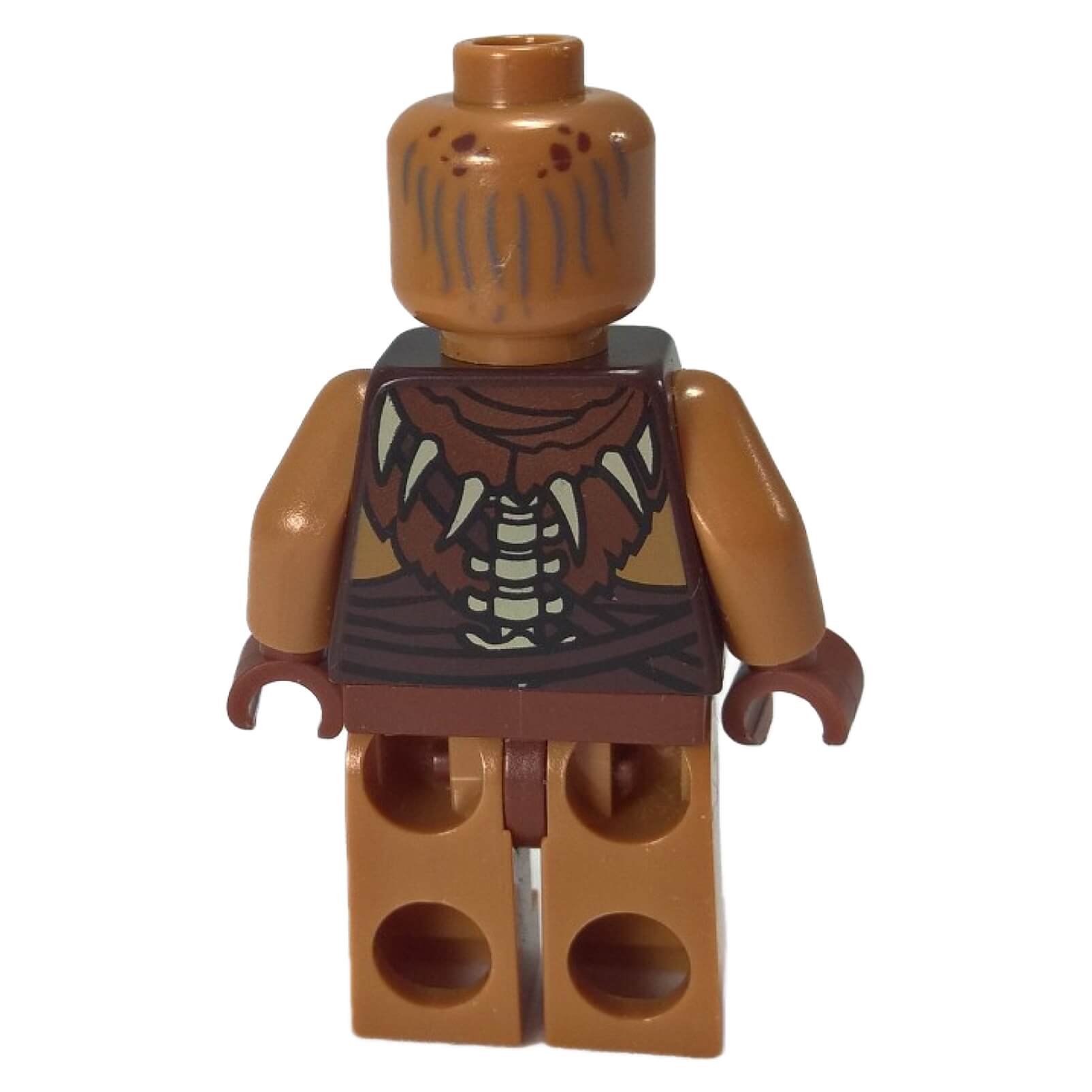 LEGO® Gundabad Orc minifigure with bald head and detailed bone armor, shown from back