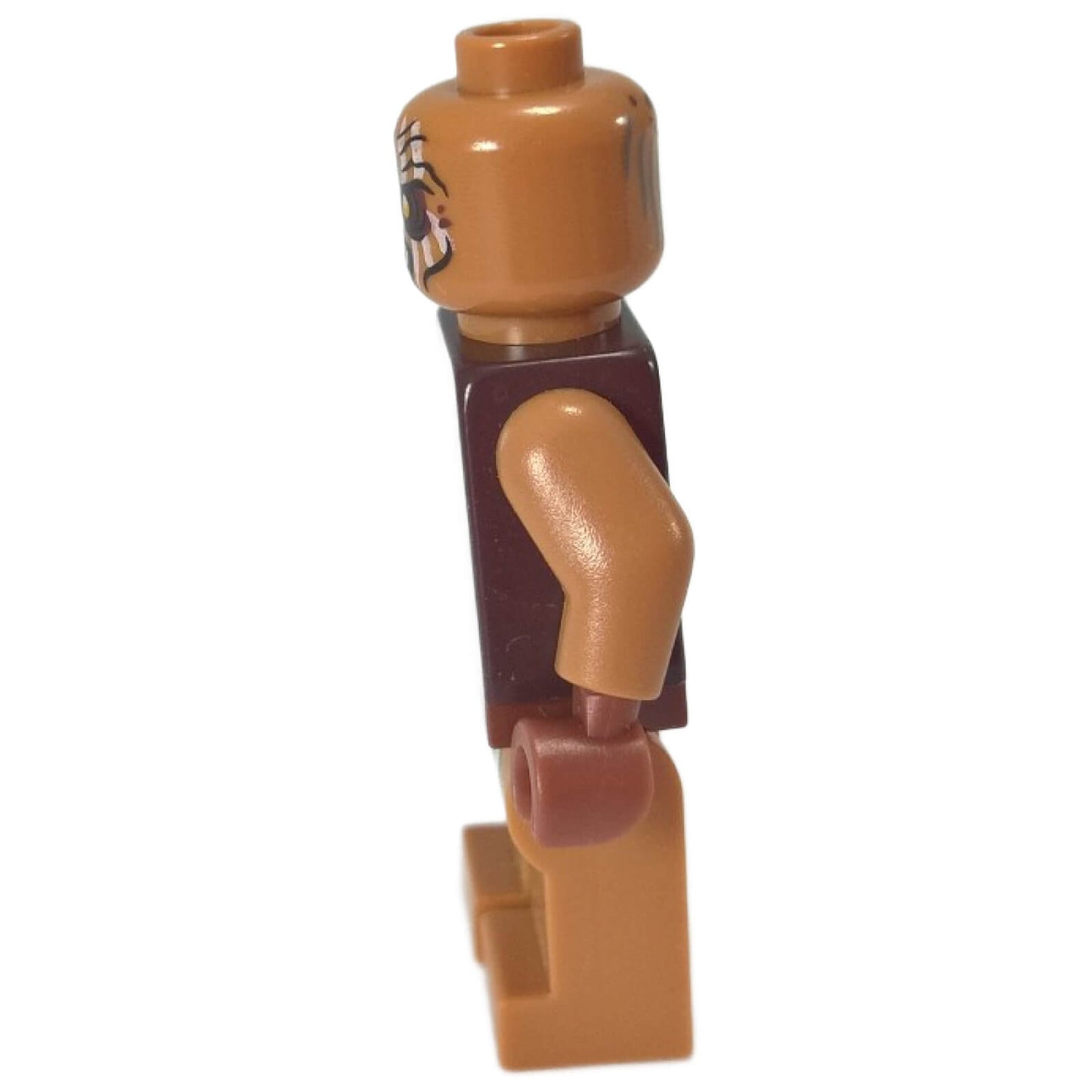 LEGO® Gundabad Orc minifigure with bald head and detailed bone armor, shown from side
