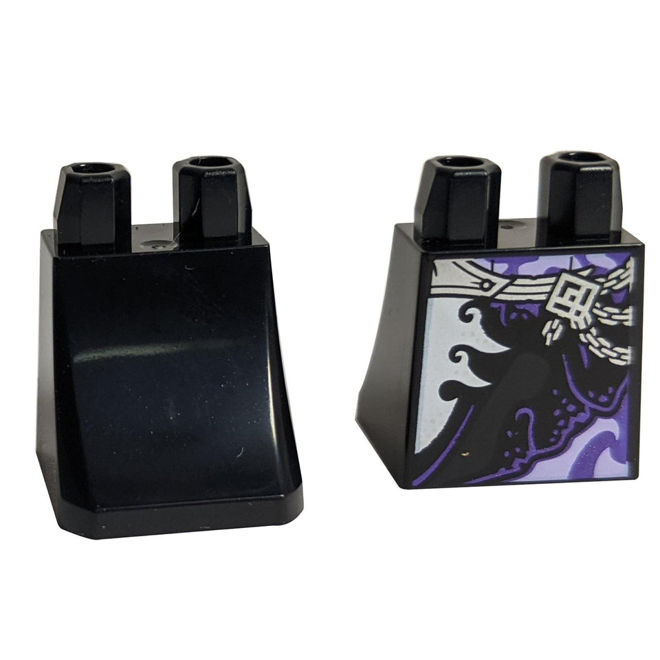 LEGO® lower body skirt element 36036pb028 with printed belt, chain detail and purple pattern