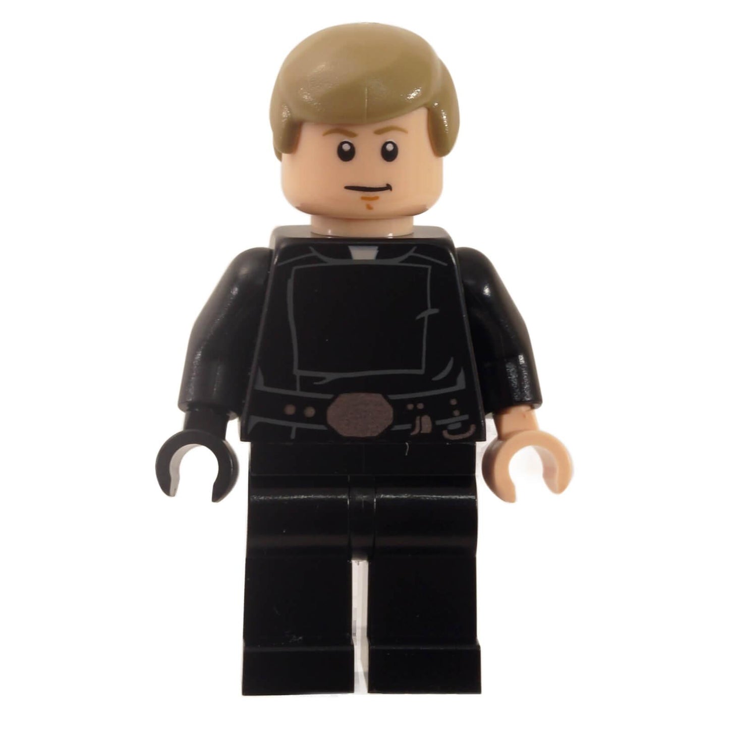 LEGO minifigure of Luke Skywalker in Jedi Master outfit with dark tan smooth hair.