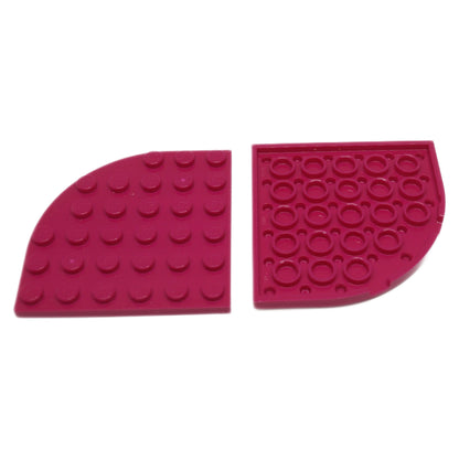 Magenta 6 x 6 pyöreä kulmapala sileillä kaarevilla reunoilla LEGO® rakennusperustoille ja alustoille
