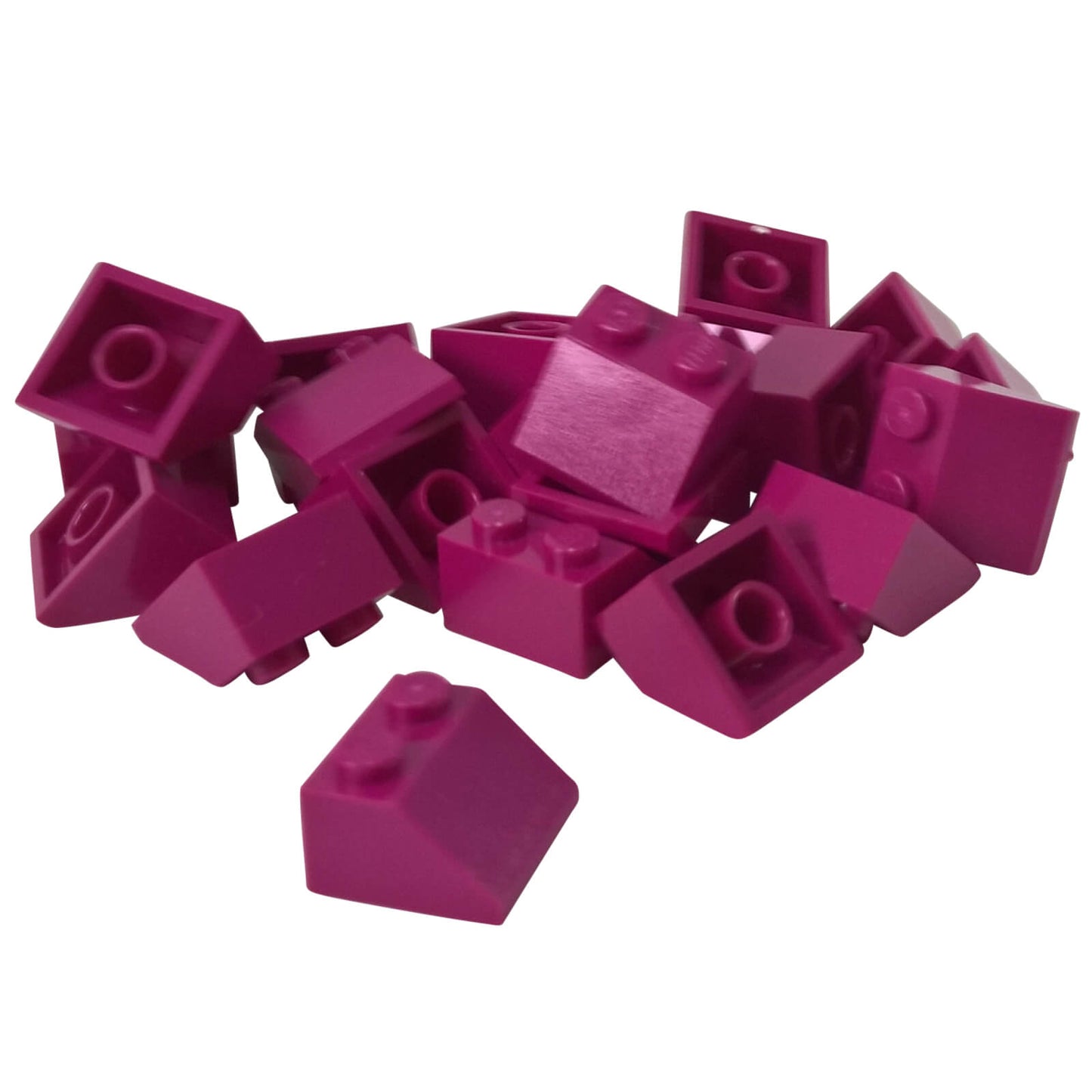 Magenta 45 degree slope brick 2 x 2 for angled builds, roofs and shaping
