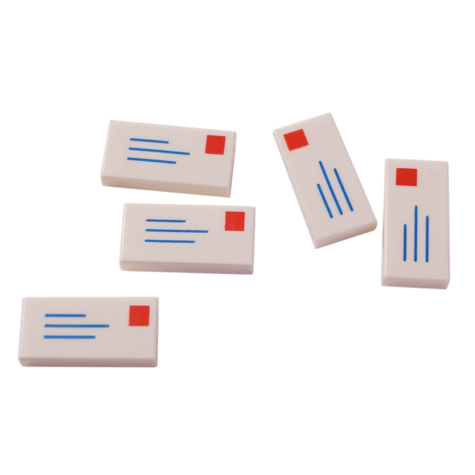 LEGO Mail Envelope Tile 3069bp01 with address lines and red stamp