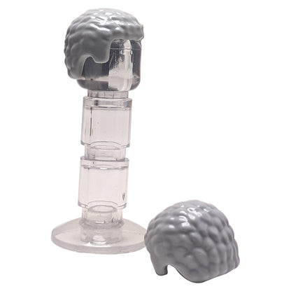 Light bluish gray LEGO® male hair with rounded coiled texture