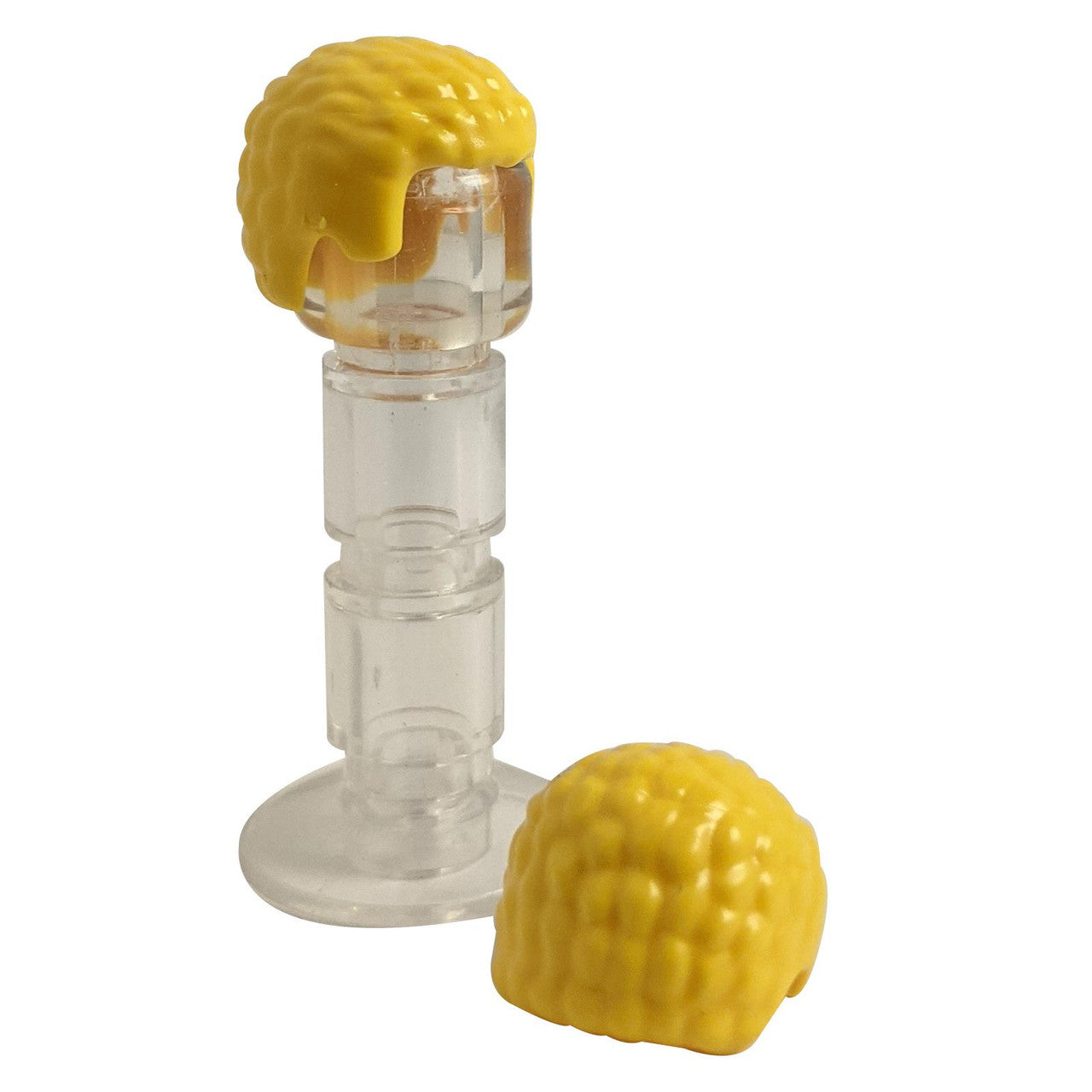 Yellow LEGO® male hair with rounded coiled texture