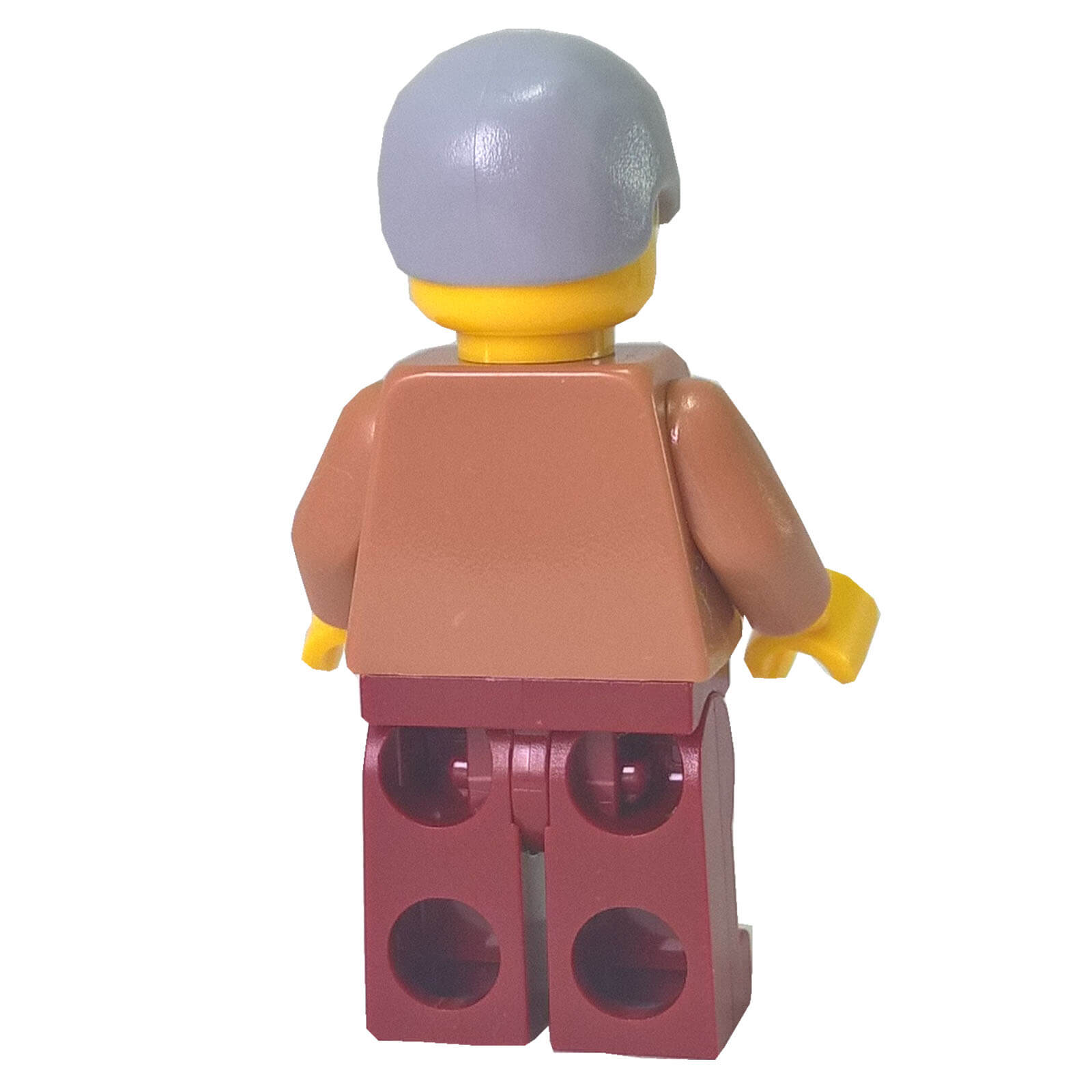 LEGO city male minifigure argyle sweater glasses moustache grey hair cty0786, back profile