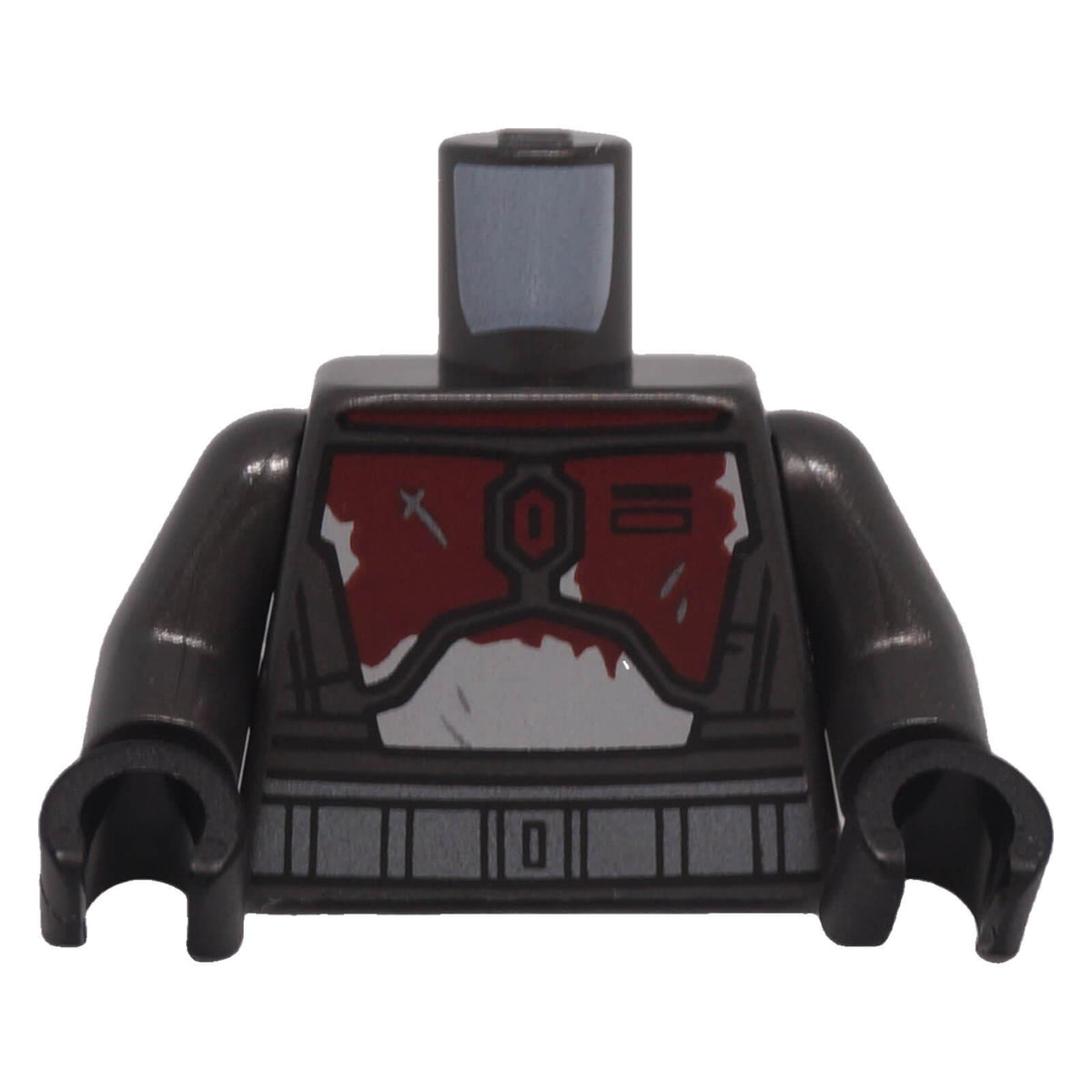 LEGO Star Wars Mandalorian torso 973pb6482c01 front with dark red and silver armour