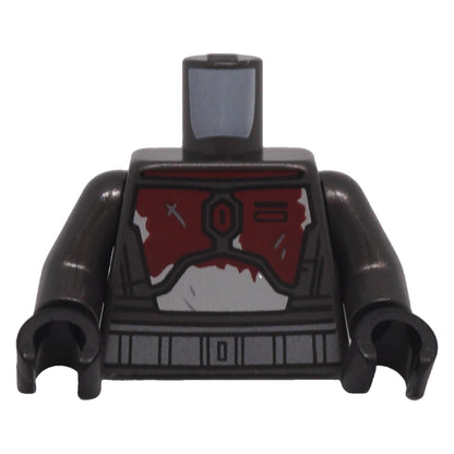 LEGO Star Wars Mandalorian torso 973pb6482c01 front with dark red and silver armour