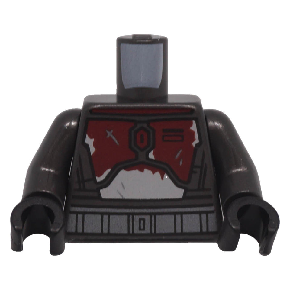 LEGO Star Wars Mandalorian torso 973pb6482c01 front with dark red and silver armour