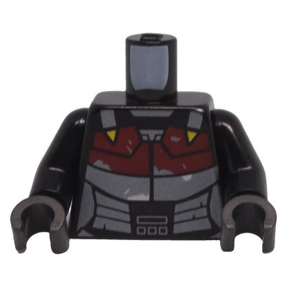 LEGO Star Wars Mandalorian torso 973pb6483c01 front with dark red and silver armour