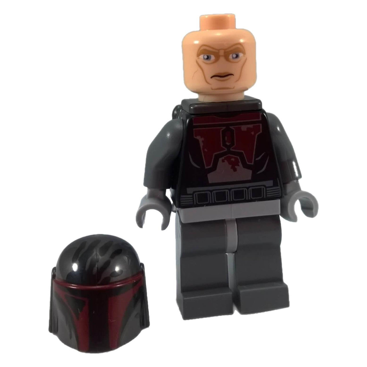 LEGO Mandalorian Super Commando Minifigure sw0494 with Dark Red and Black Armor helmet off