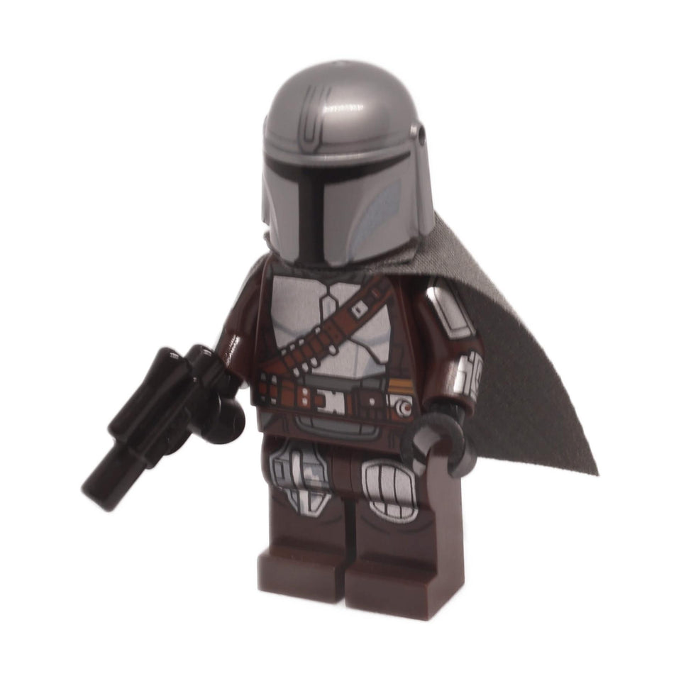LEGO The Mandalorian Minifigure sw1488 with Silver Beskar Armor Cape and Printed Head