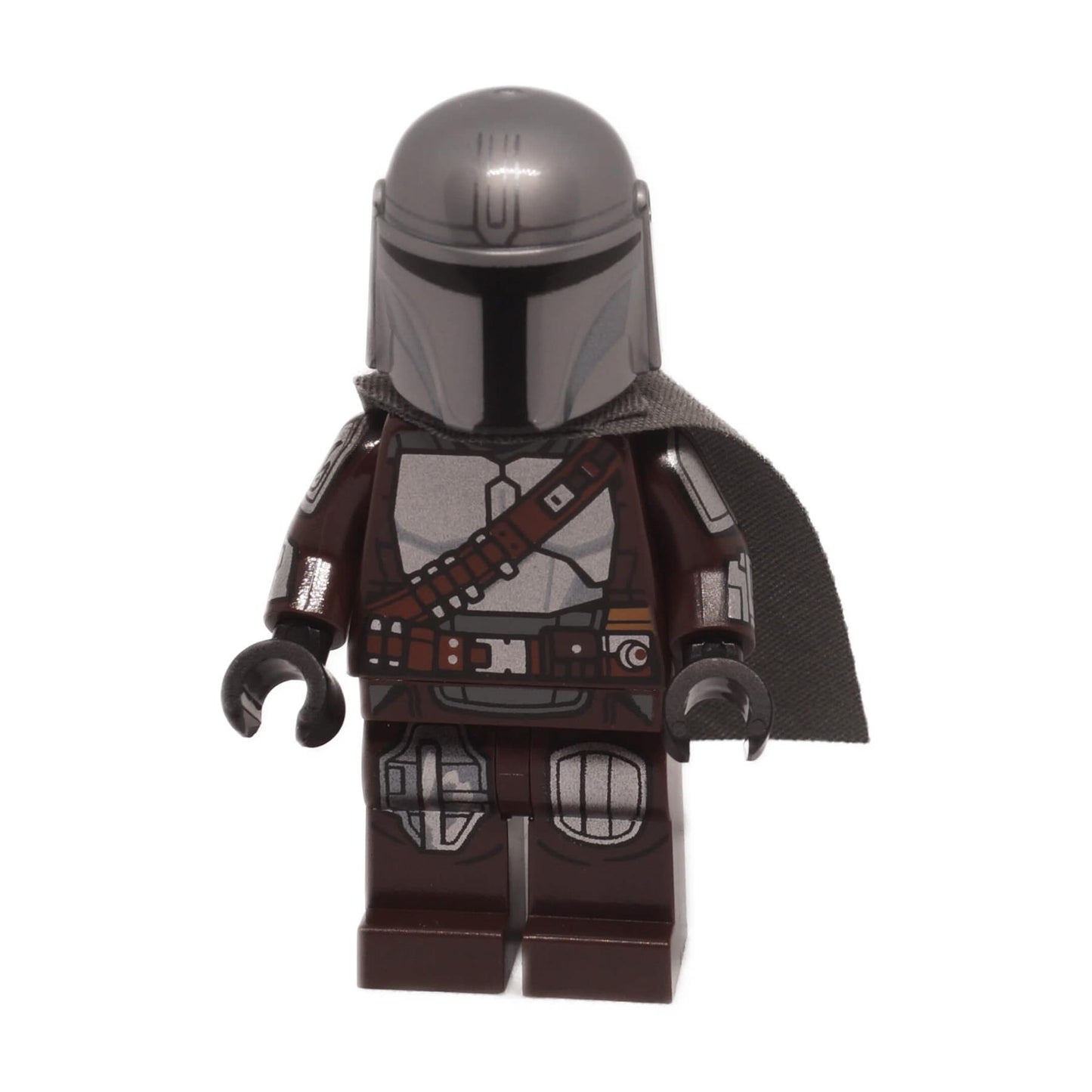 LEGO The Mandalorian Minifigure sw1488 with Silver Beskar Armor Cape and Printed Head
