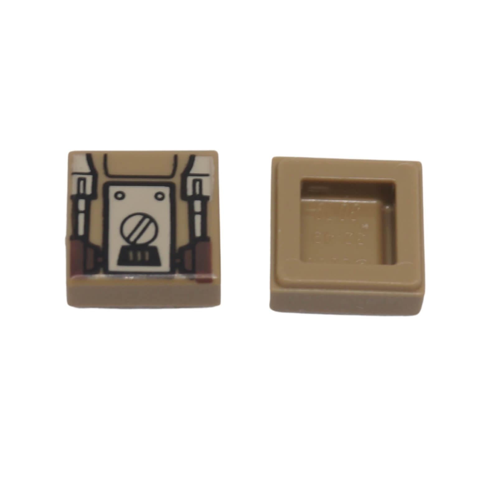 Front view of LEGO® printed 1 x 1 tile 3070pb346 with Mark IV Architect Droid back panel design