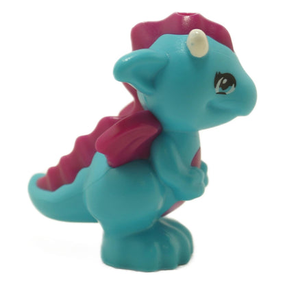 LEGO medium azure baby dragon 26090pb01 side view magenta wings white horns
