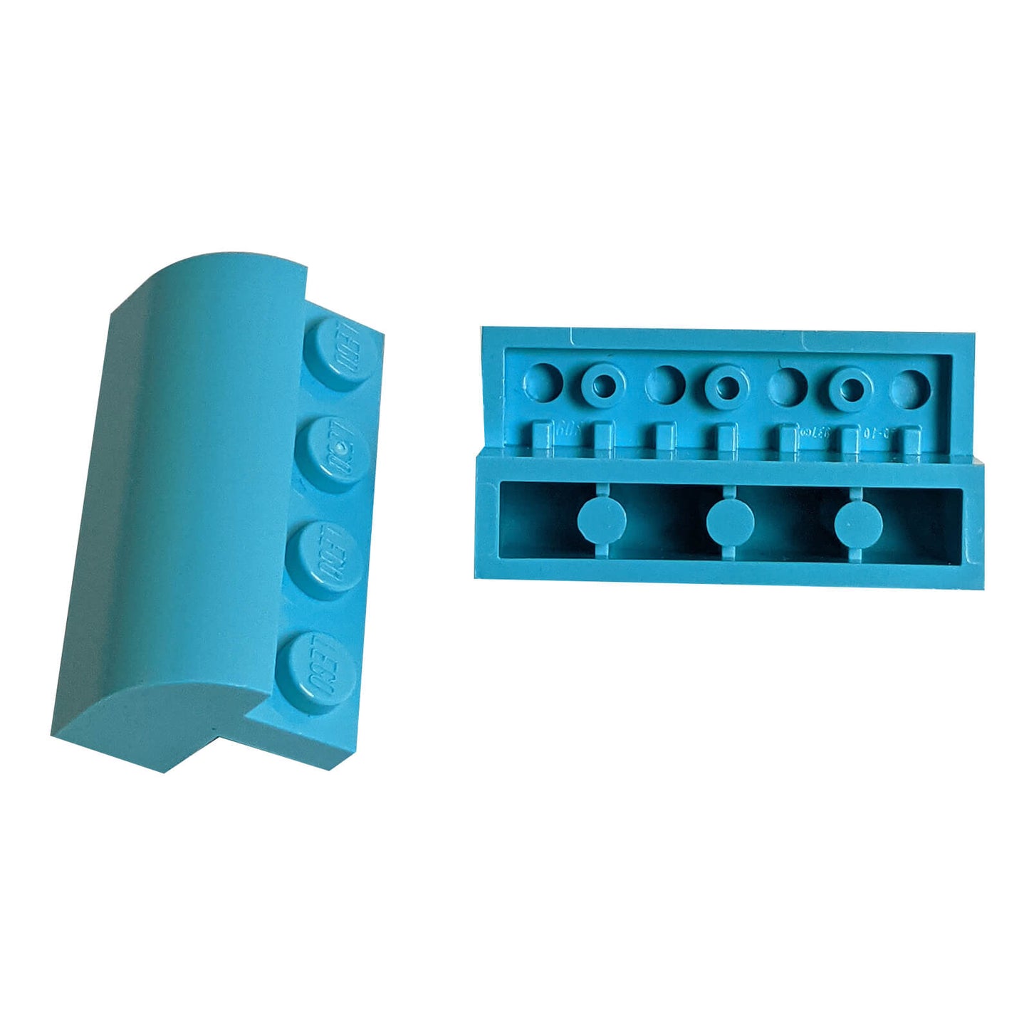 Medium azure curved 2x4 slope with recessed studs (6081) for smooth shaping, roofs, and vehicle builds
